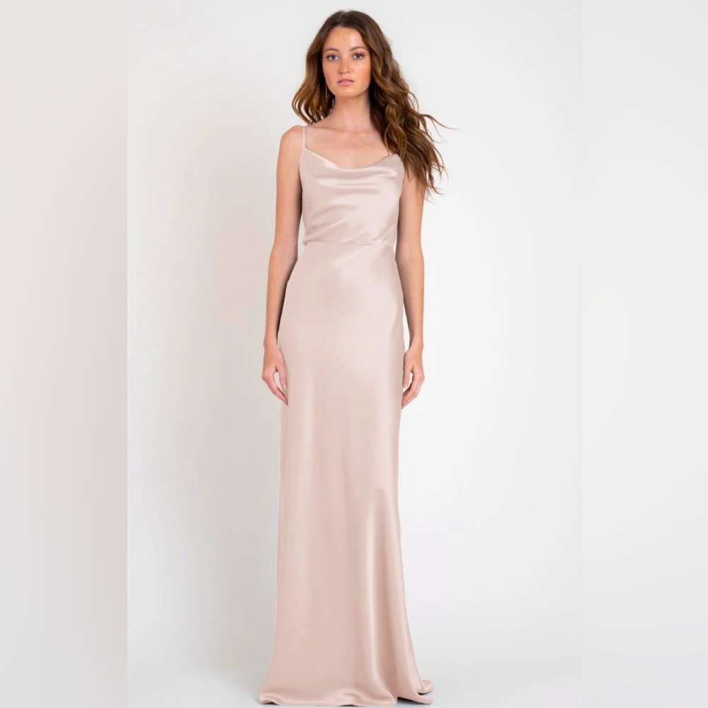 Bella Bridesmaid Satin Champagne Maxi Dress